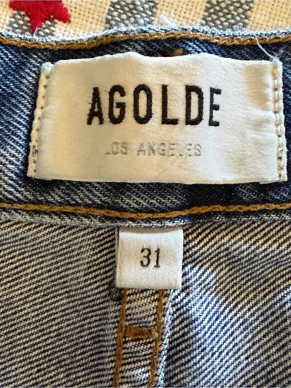 AGOLDE Parker Distressed Organic Cotton Denim Cutoff Shorts Blue Size 31